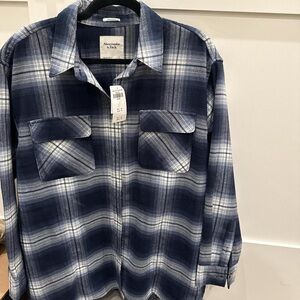 Abercrombie & Fitch Blue and White Plaid Button-Up Shirt
